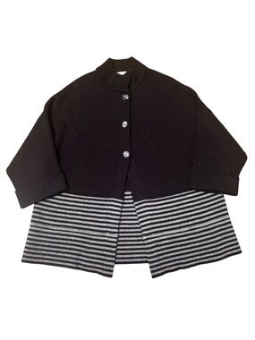 Cocogio Merino Wool Colorblock Jumper Sweater Size L 3/4 Sleeve Cozy Chic